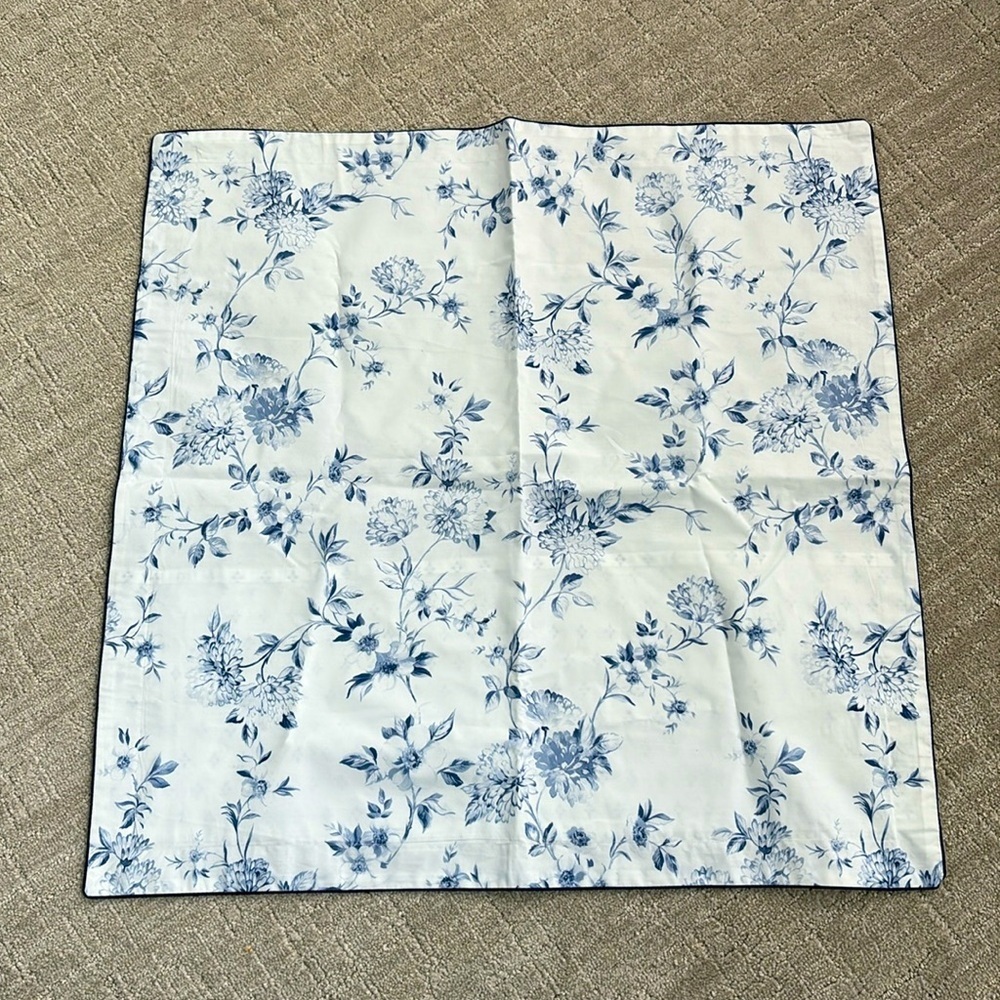 NEW Anne de Solene Paris Malacca Bleu 100% Organic Cotton Euro Pillow Sham 25"